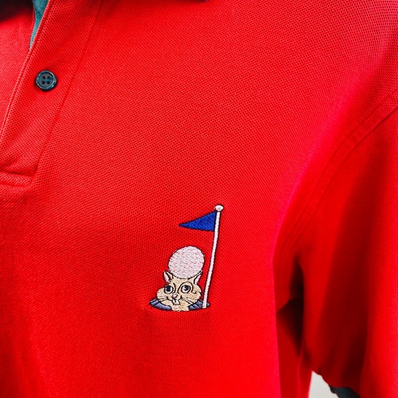 Vintage Sergio Nencini Polo Shirt Mens Medium Red Gopher Caddy Shack Golf Casual - Picture 6 of 10